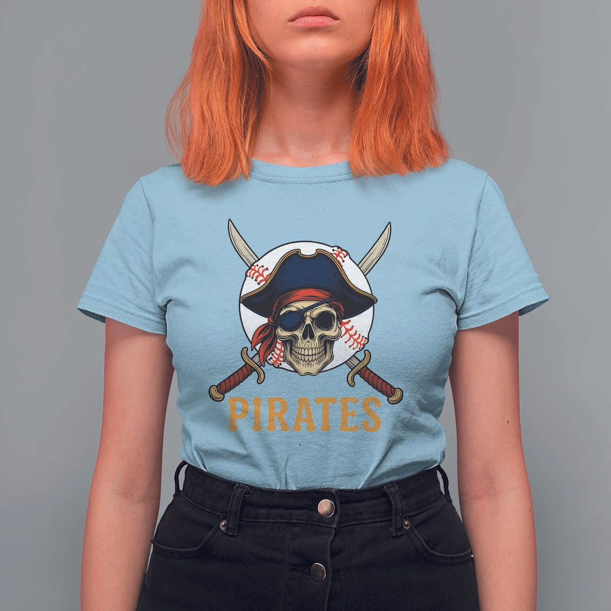 Pirates Baseball T Shirt For Women Skeleton Sport Lover Gift - Wonder Print Shop