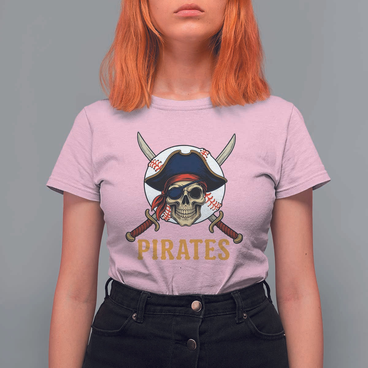 Pirates Baseball T Shirt For Women Skeleton Sport Lover Gift - Wonder Print Shop