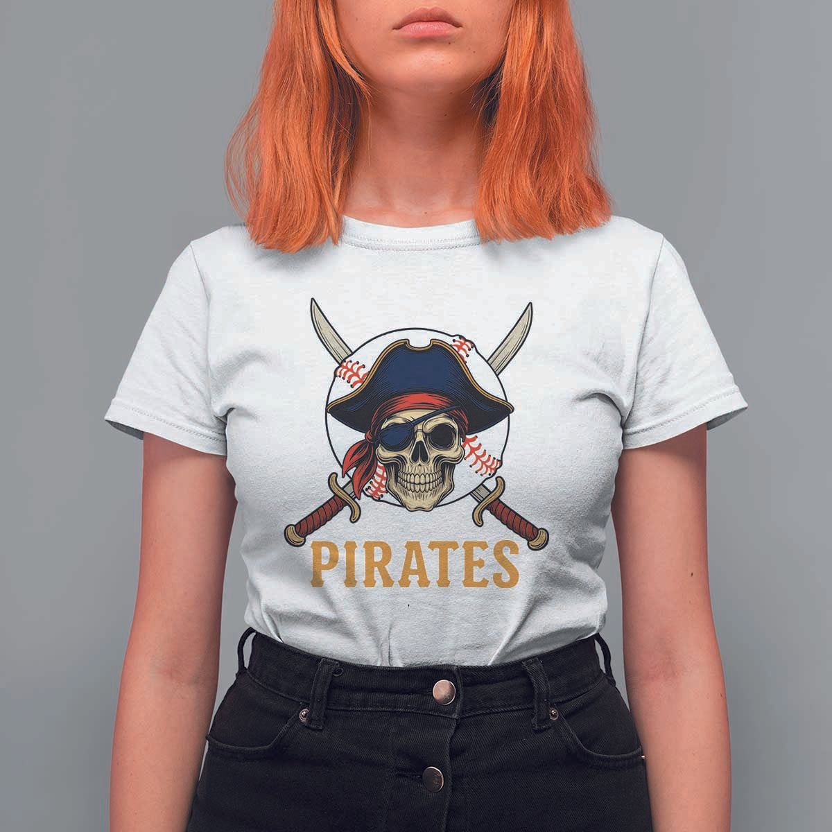 Pirates Baseball T Shirt For Women Skeleton Sport Lover Gift - Wonder Print Shop