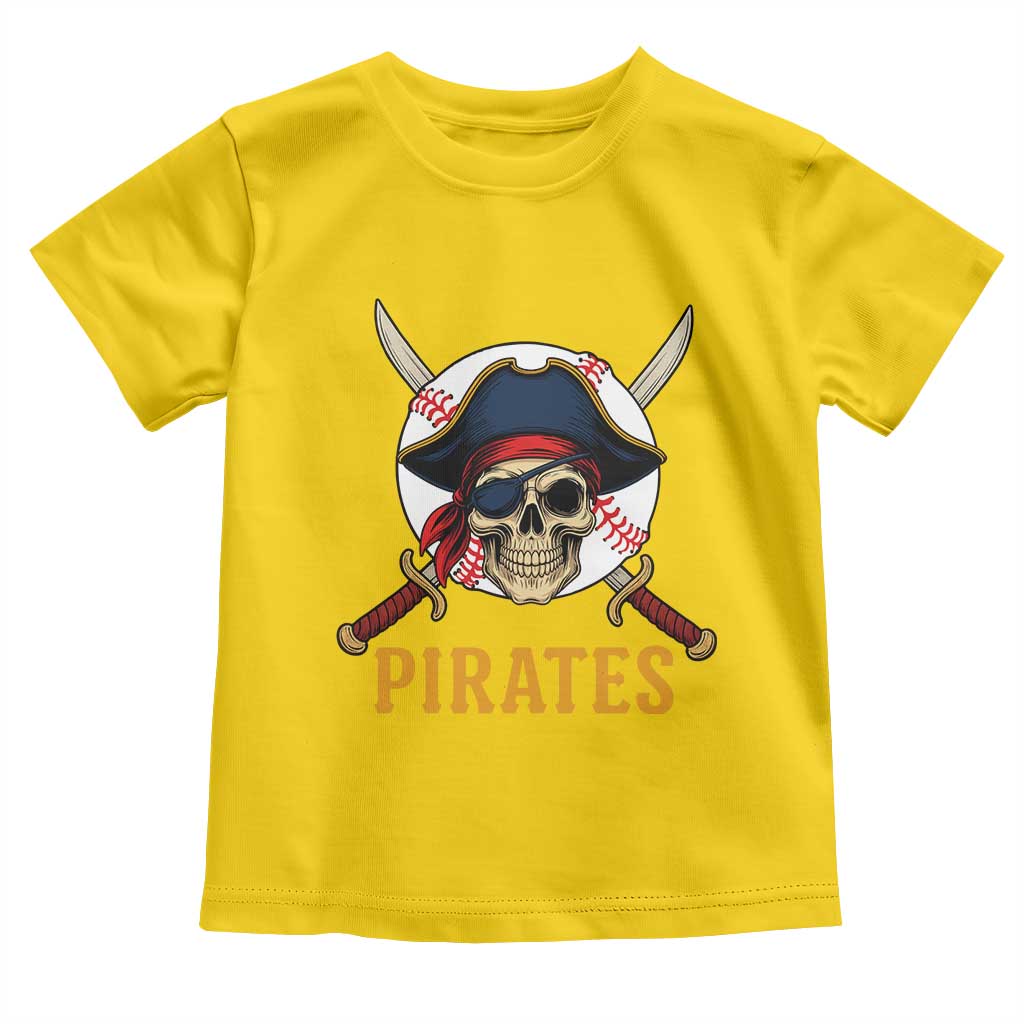 Pirates Baseball Toddler T Shirt Skeleton Sport Lover Gift - Wonder Print Shop