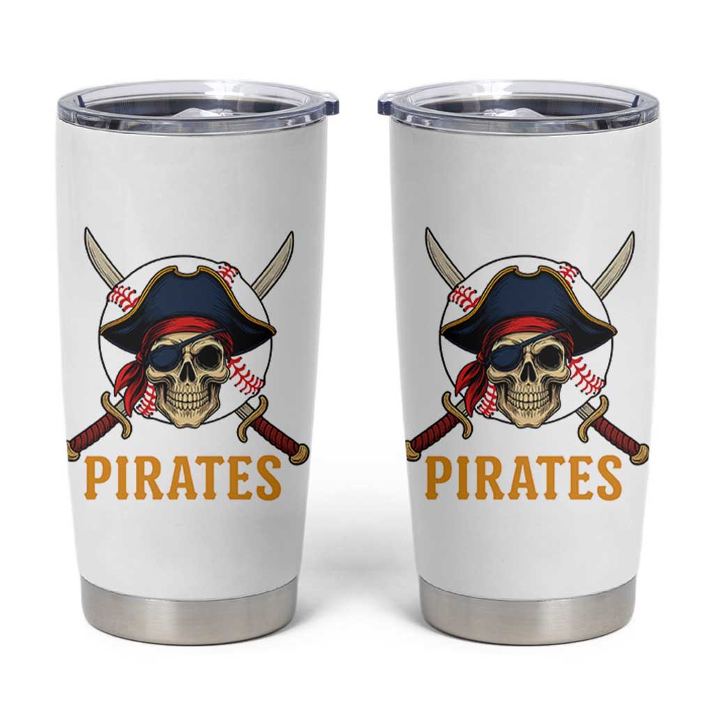 Pirates Baseball Tumbler Cup Skeleton Sport Lover Gift