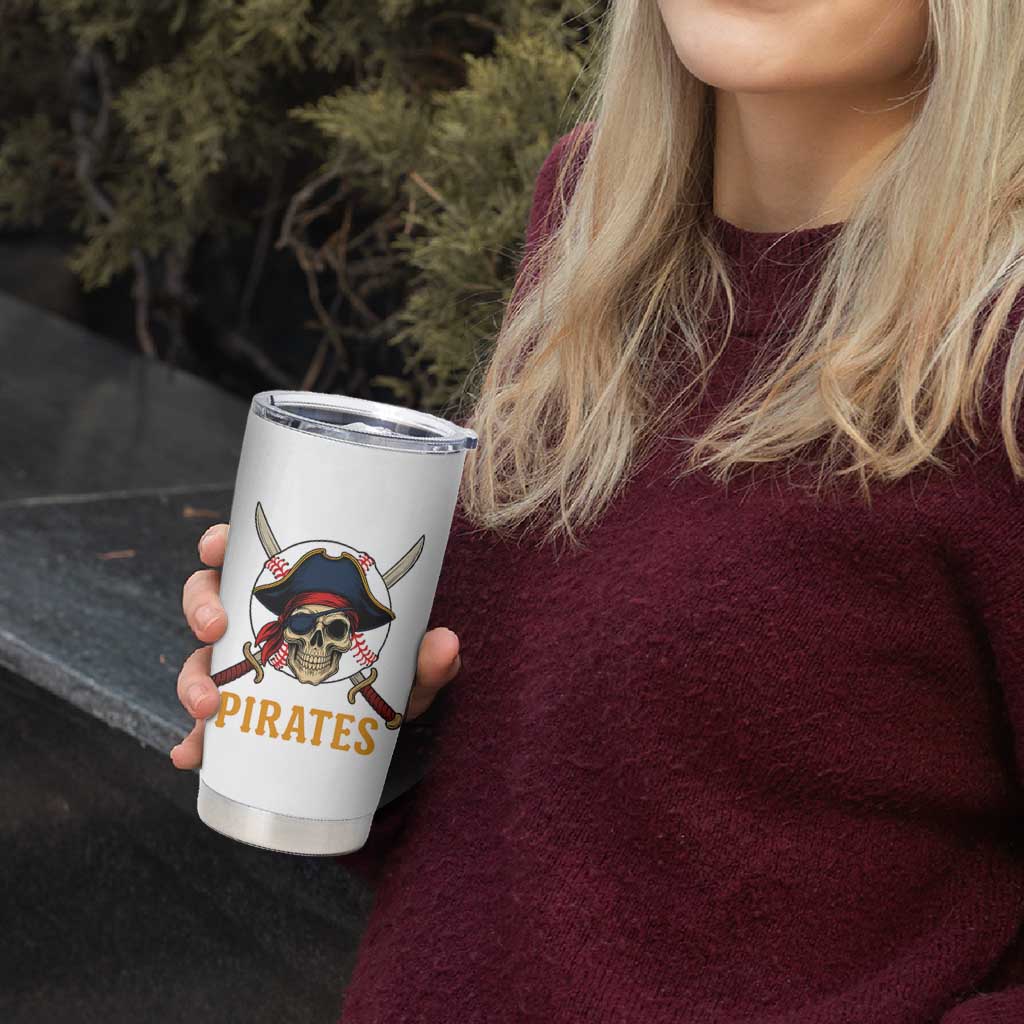 Pirates Baseball Tumbler Cup Skeleton Sport Lover Gift