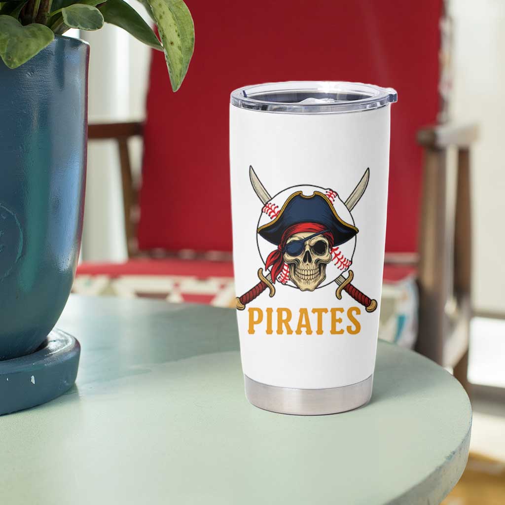 Pirates Baseball Tumbler Cup Skeleton Sport Lover Gift