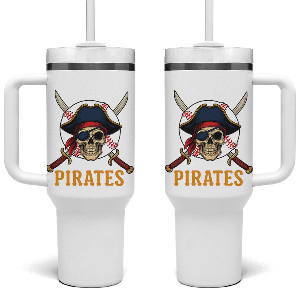 Pirates Baseball Tumbler With Handle Skeleton Sport Lover Gift