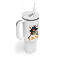 Pirates Baseball Tumbler With Handle Skeleton Sport Lover Gift