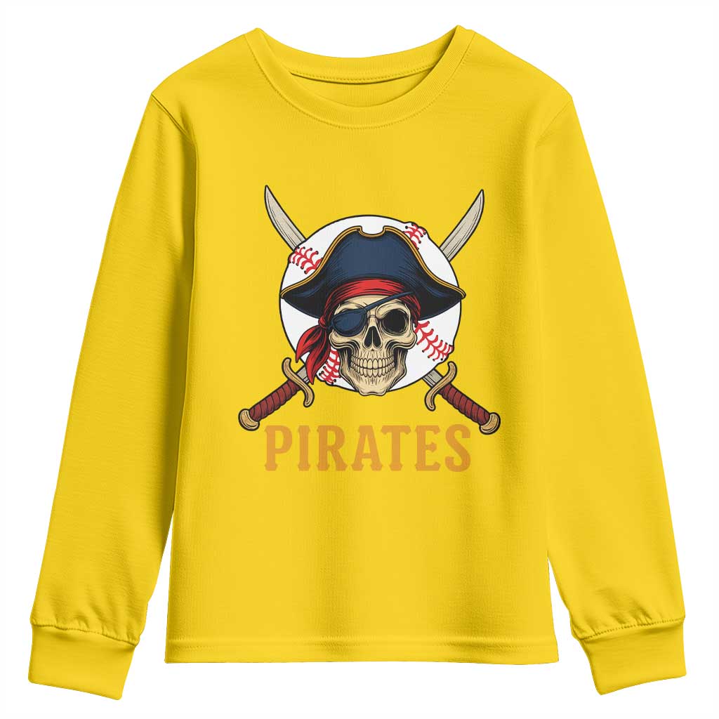 Pirates Baseball Youth Sweatshirt Skeleton Sport Lover Gift - Wonder Print Shop