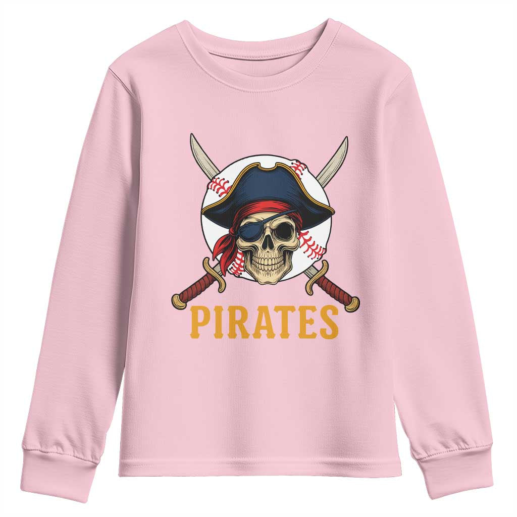 Pirates Baseball Youth Sweatshirt Skeleton Sport Lover Gift - Wonder Print Shop
