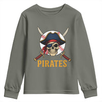 Pirates Baseball Youth Sweatshirt Skeleton Sport Lover Gift - Wonder Print Shop