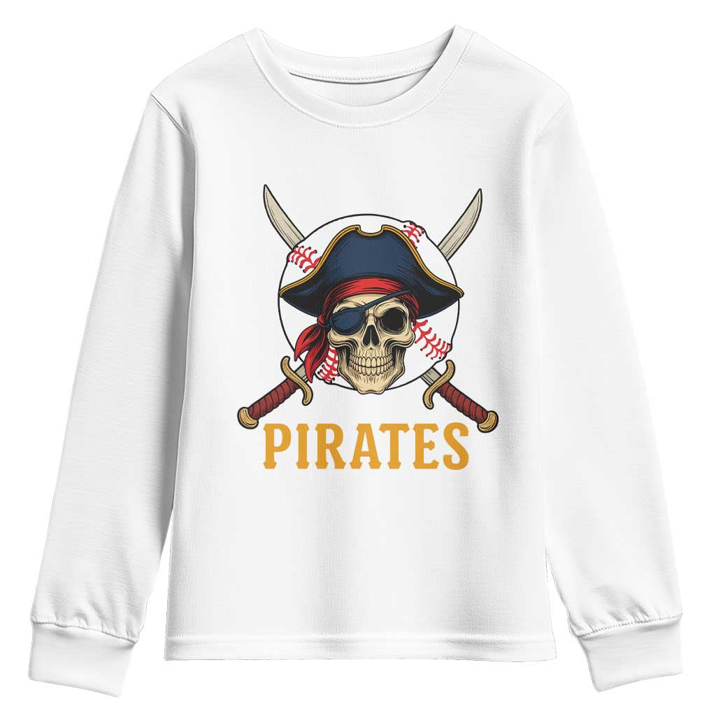 Pirates Baseball Youth Sweatshirt Skeleton Sport Lover Gift - Wonder Print Shop