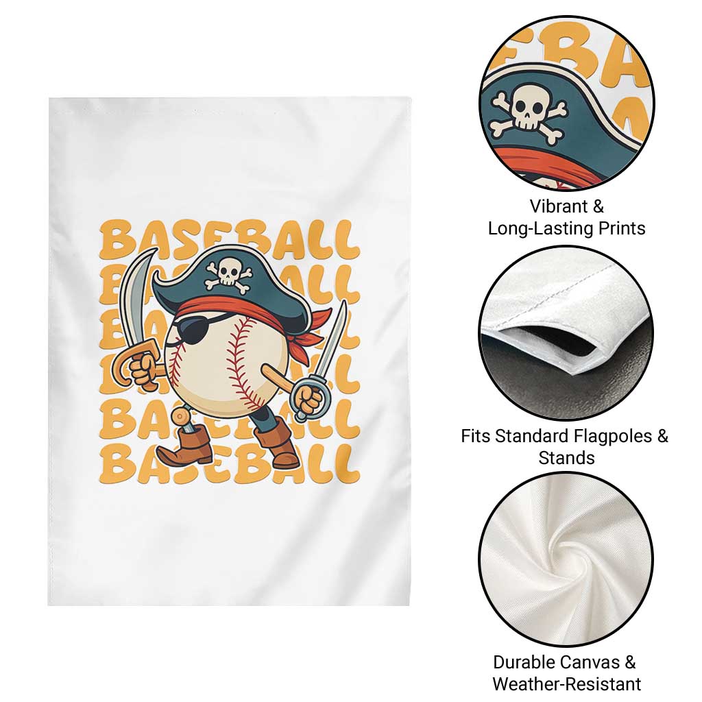 Funny Pirate Baseball Garden Flag Sport Lover Gift - Wonder Print Shop