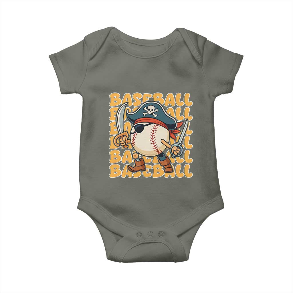 Funny Pirate Baseball Baby Onesie Sport Lover Gift - Wonder Print Shop