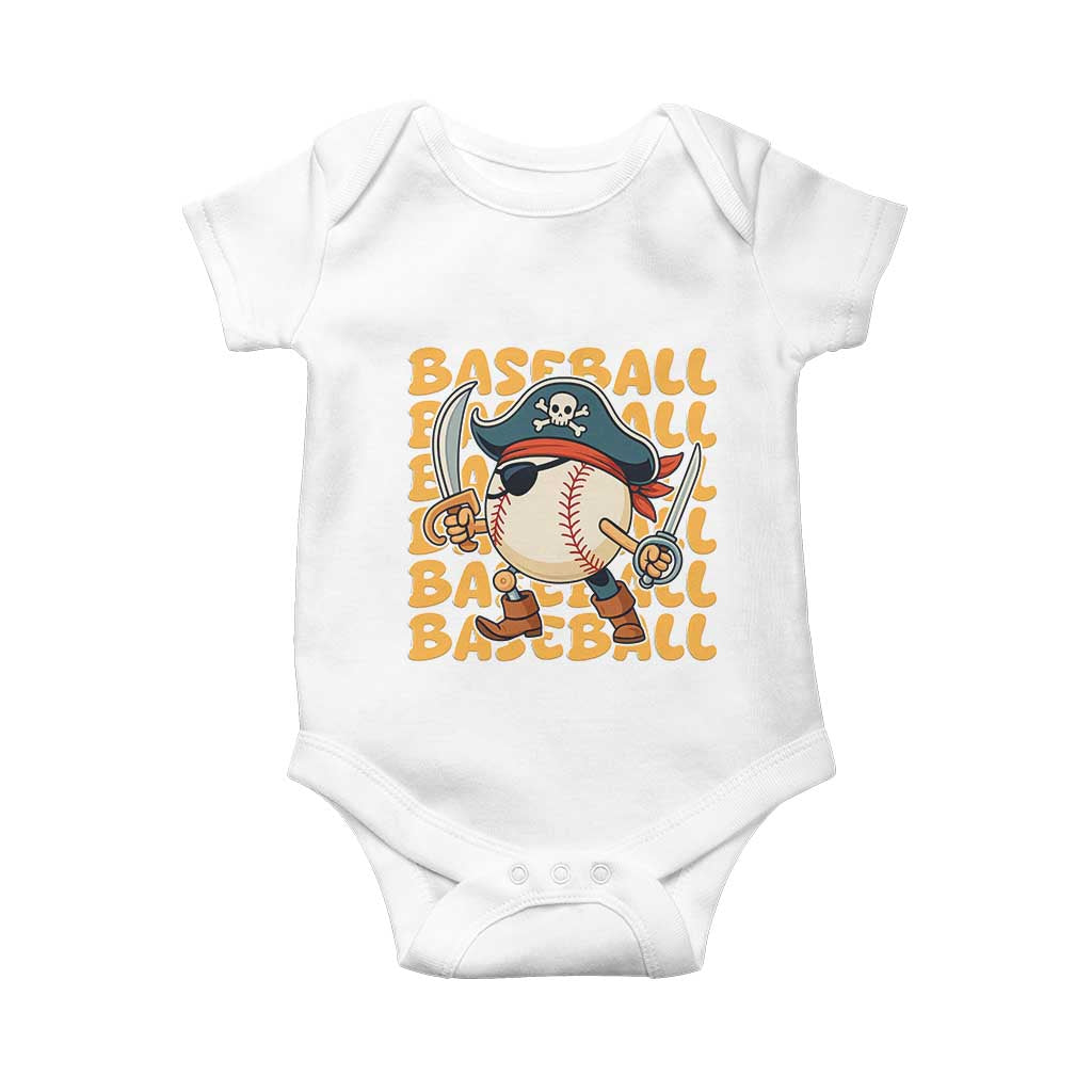 Funny Pirate Baseball Baby Onesie Sport Lover Gift - Wonder Print Shop