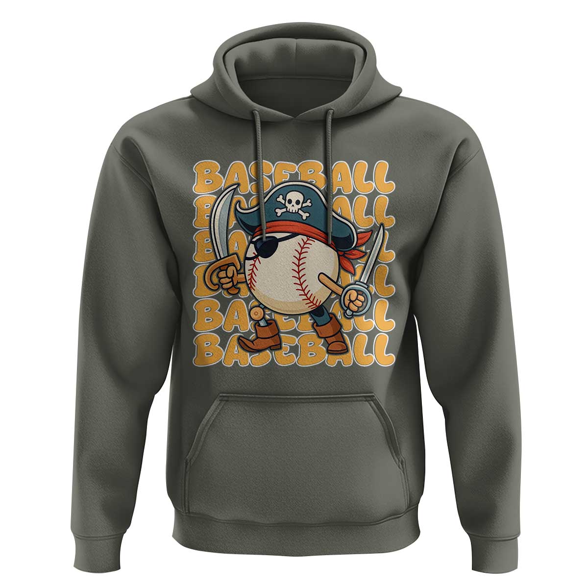 Funny Pirate Baseball Hoodie Sport Lover Gift - Wonder Print Shop