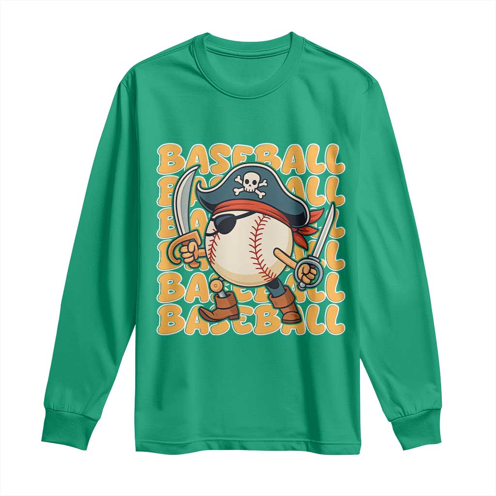 Funny Pirate Baseball Long Sleeve Shirt Sport Lover Gift - Wonder Print Shop