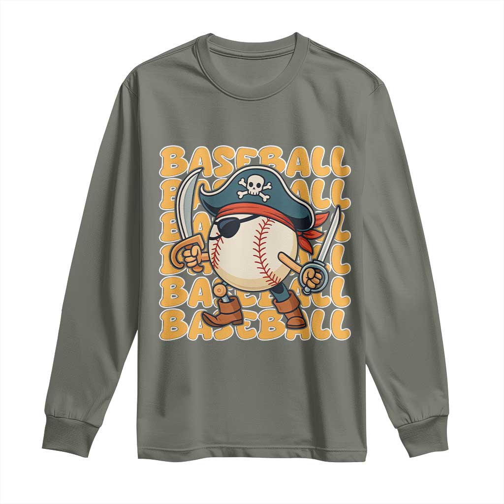 Funny Pirate Baseball Long Sleeve Shirt Sport Lover Gift - Wonder Print Shop