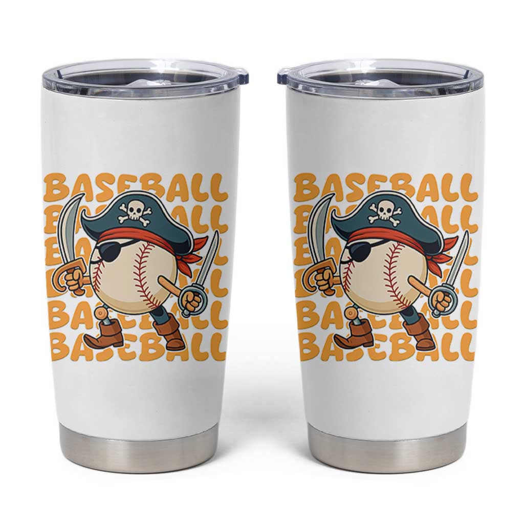 Funny Pirate Baseball Tumbler Cup Sport Lover Gift