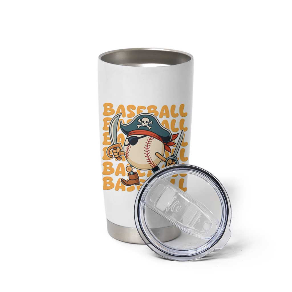 Funny Pirate Baseball Tumbler Cup Sport Lover Gift