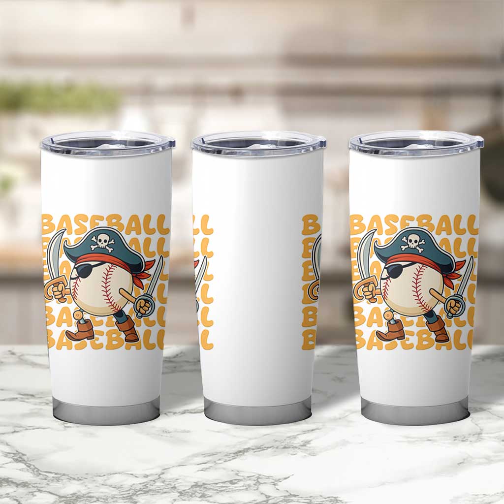 Funny Pirate Baseball Tumbler Cup Sport Lover Gift