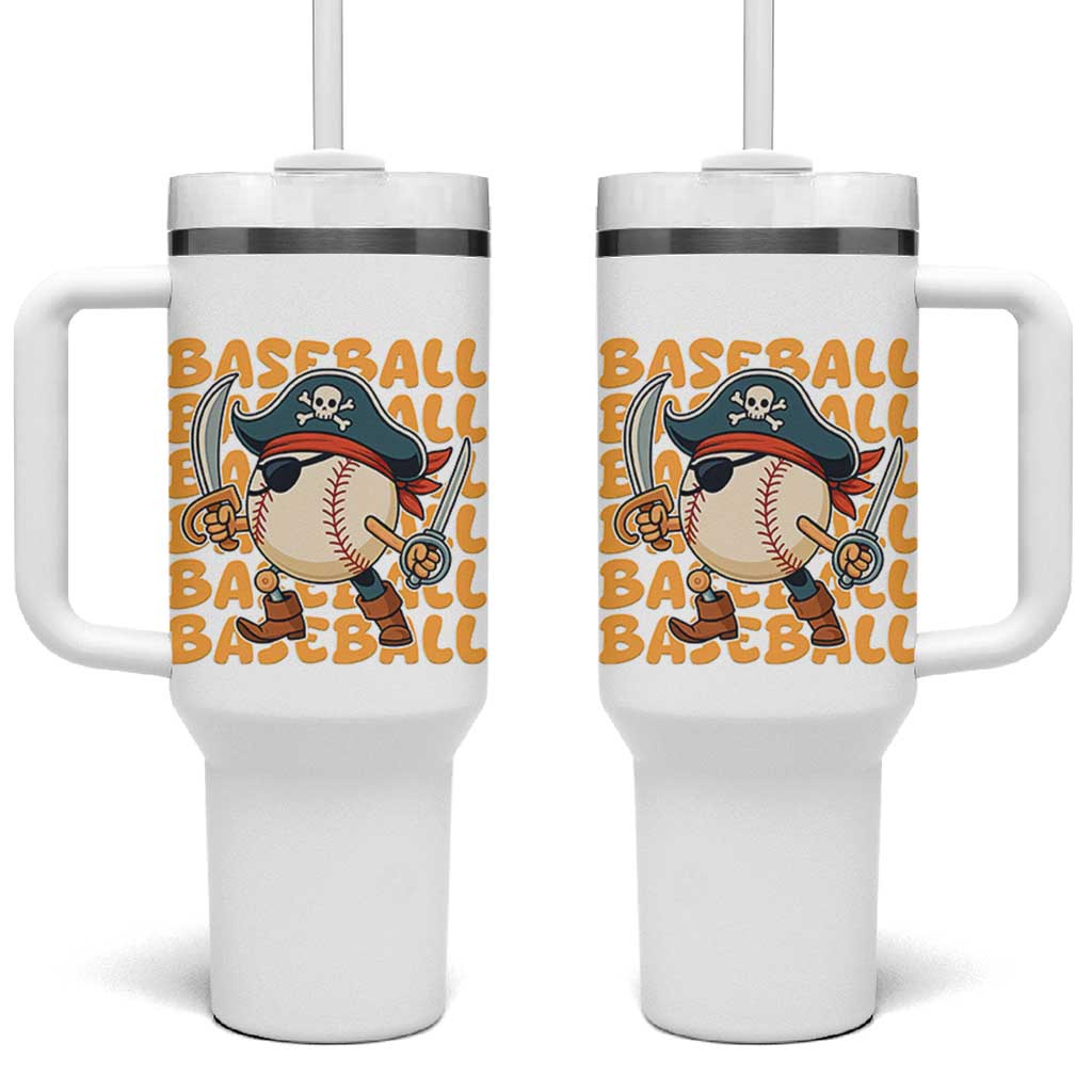 Funny Pirate Baseball Tumbler With Handle Sport Lover Gift