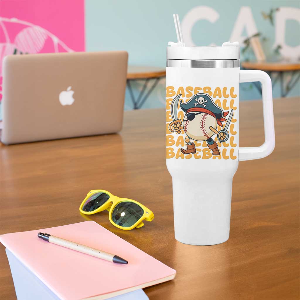 Funny Pirate Baseball Tumbler With Handle Sport Lover Gift