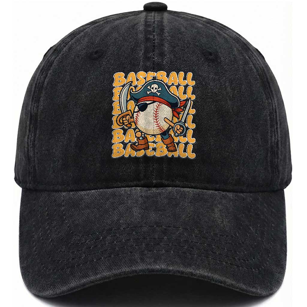 Funny Pirate Baseball Washed Cotton Baseball Cap Sport Lover Gift