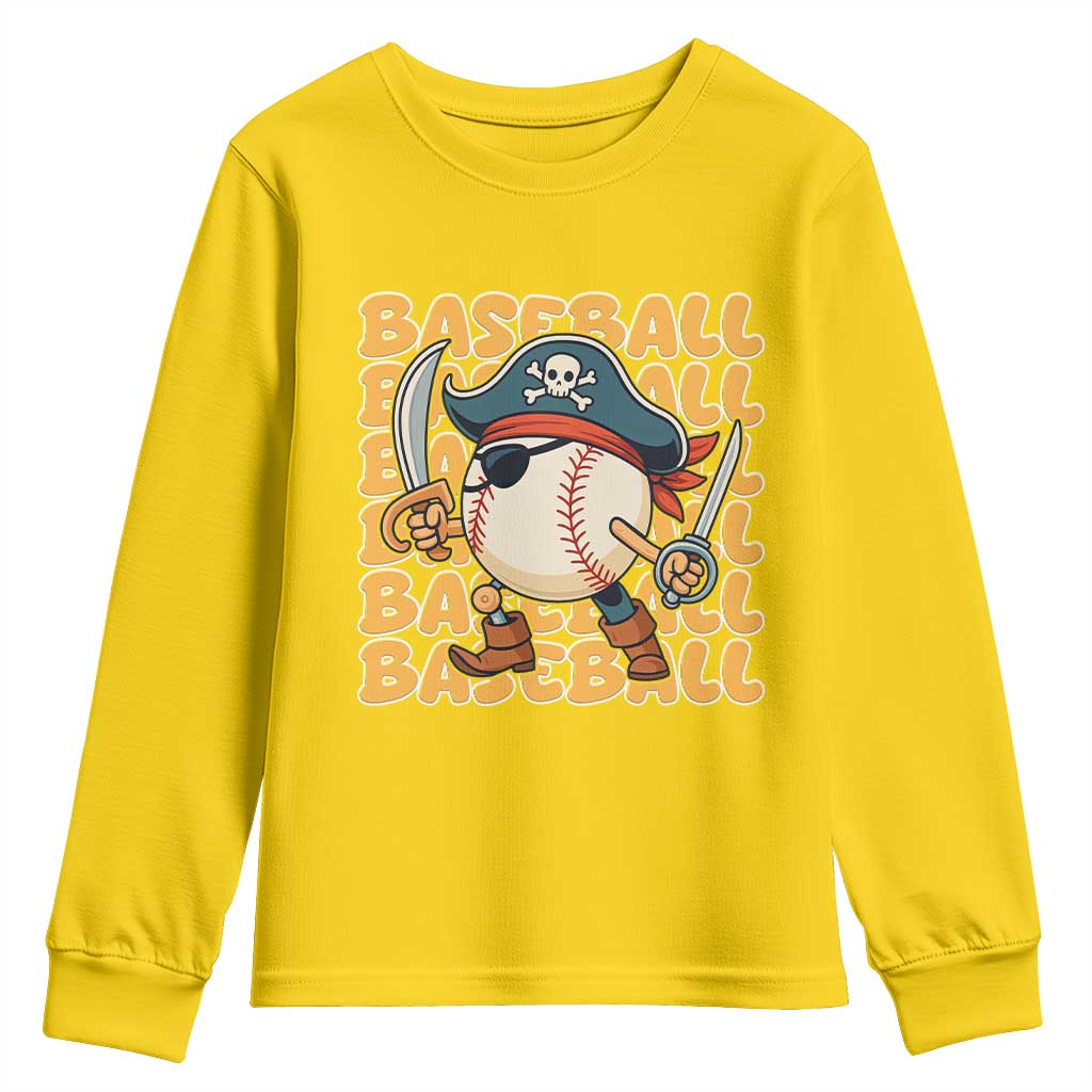 Funny Pirate Baseball Youth Sweatshirt Sport Lover Gift - Wonder Print Shop
