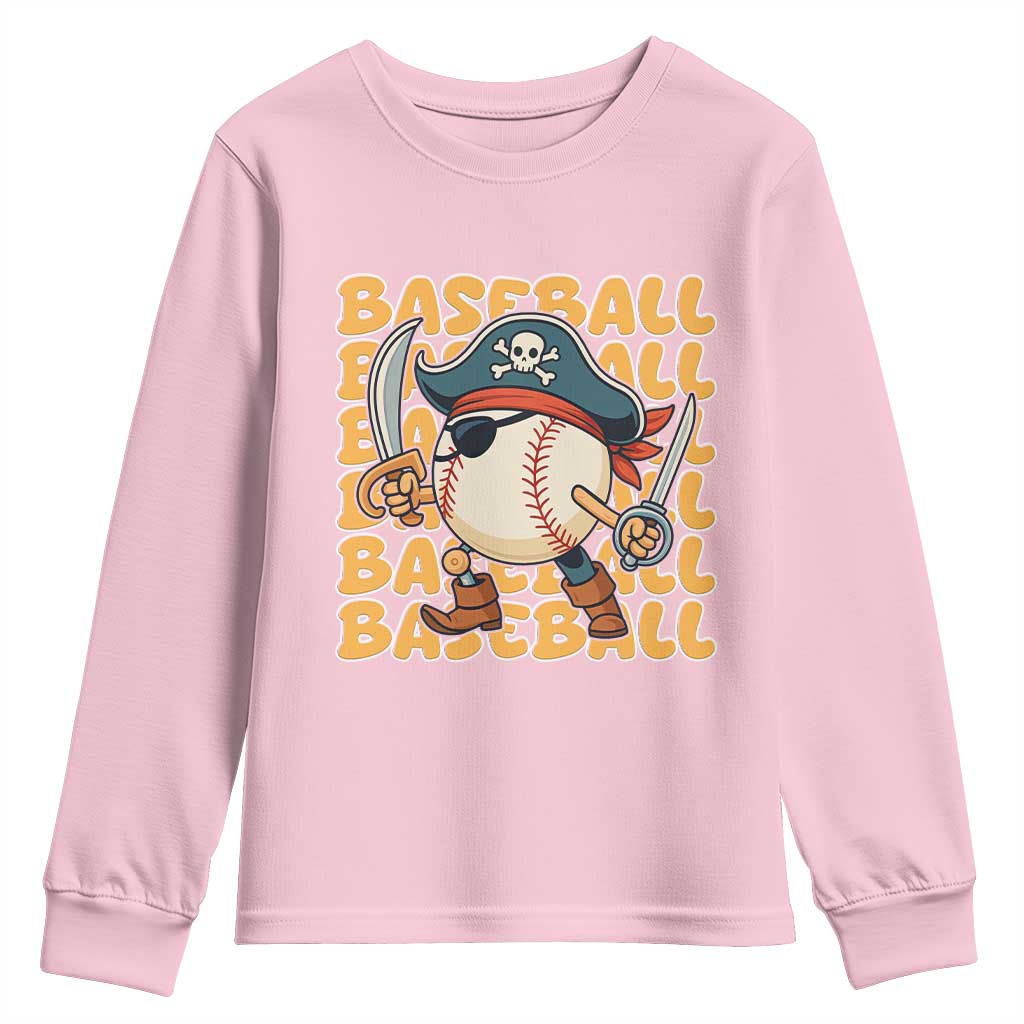 Funny Pirate Baseball Youth Sweatshirt Sport Lover Gift - Wonder Print Shop