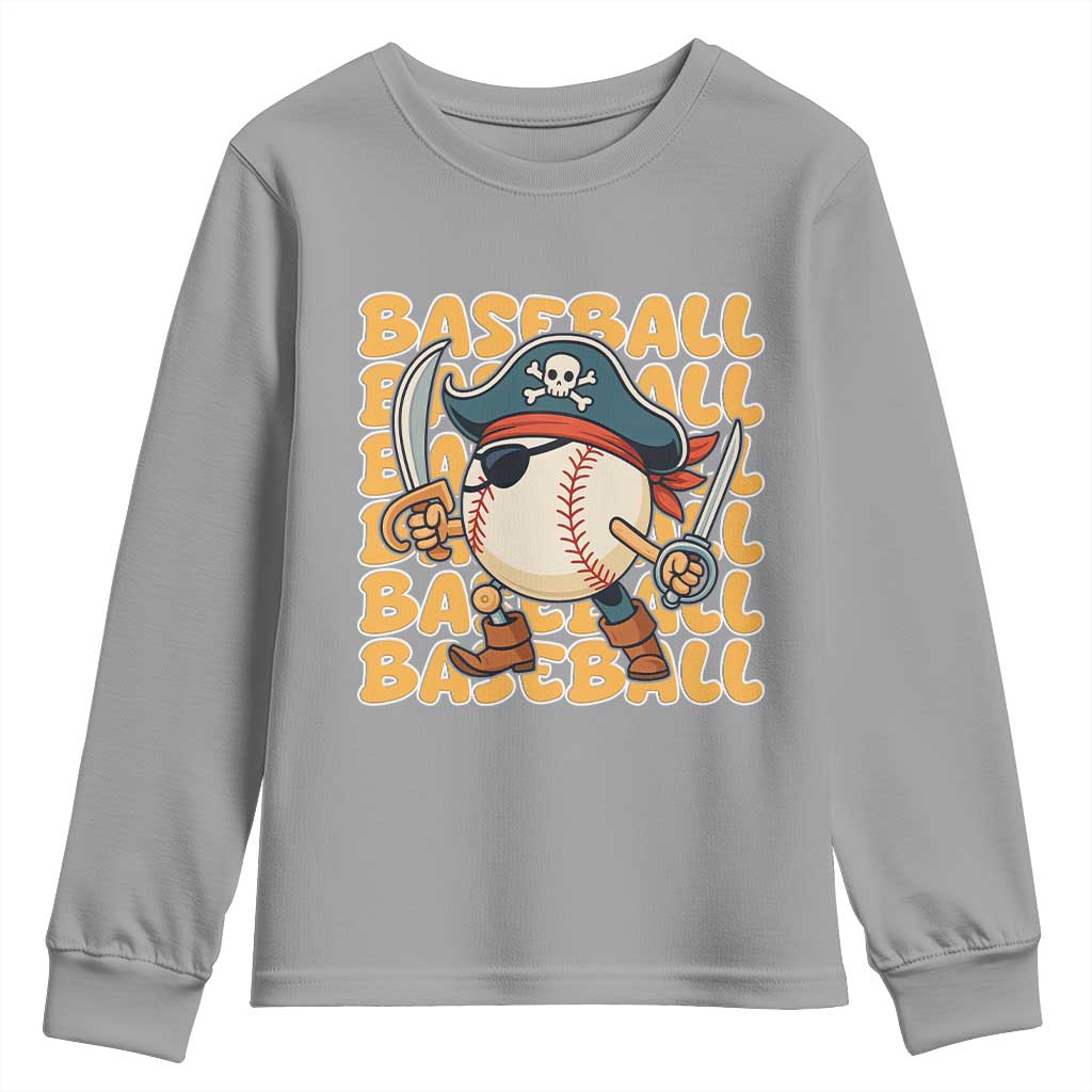 Funny Pirate Baseball Youth Sweatshirt Sport Lover Gift - Wonder Print Shop
