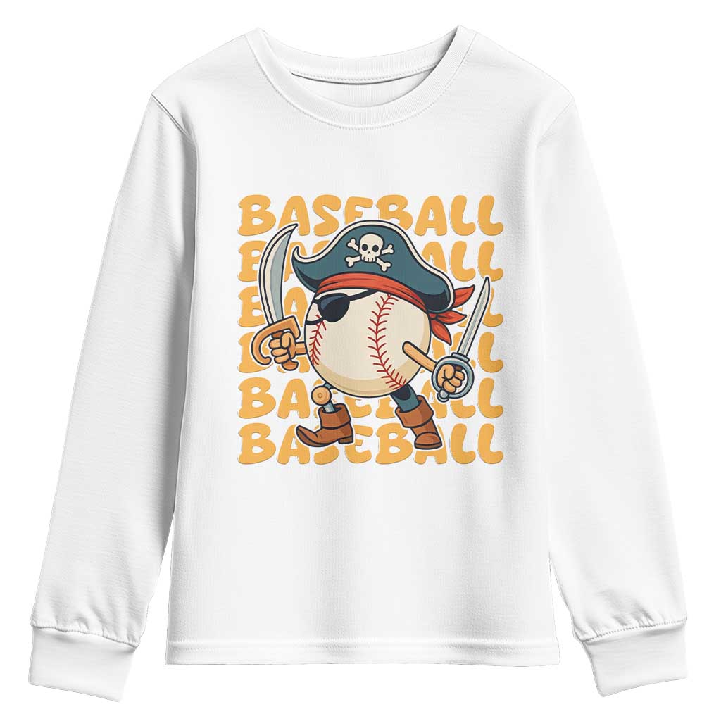 Funny Pirate Baseball Youth Sweatshirt Sport Lover Gift - Wonder Print Shop