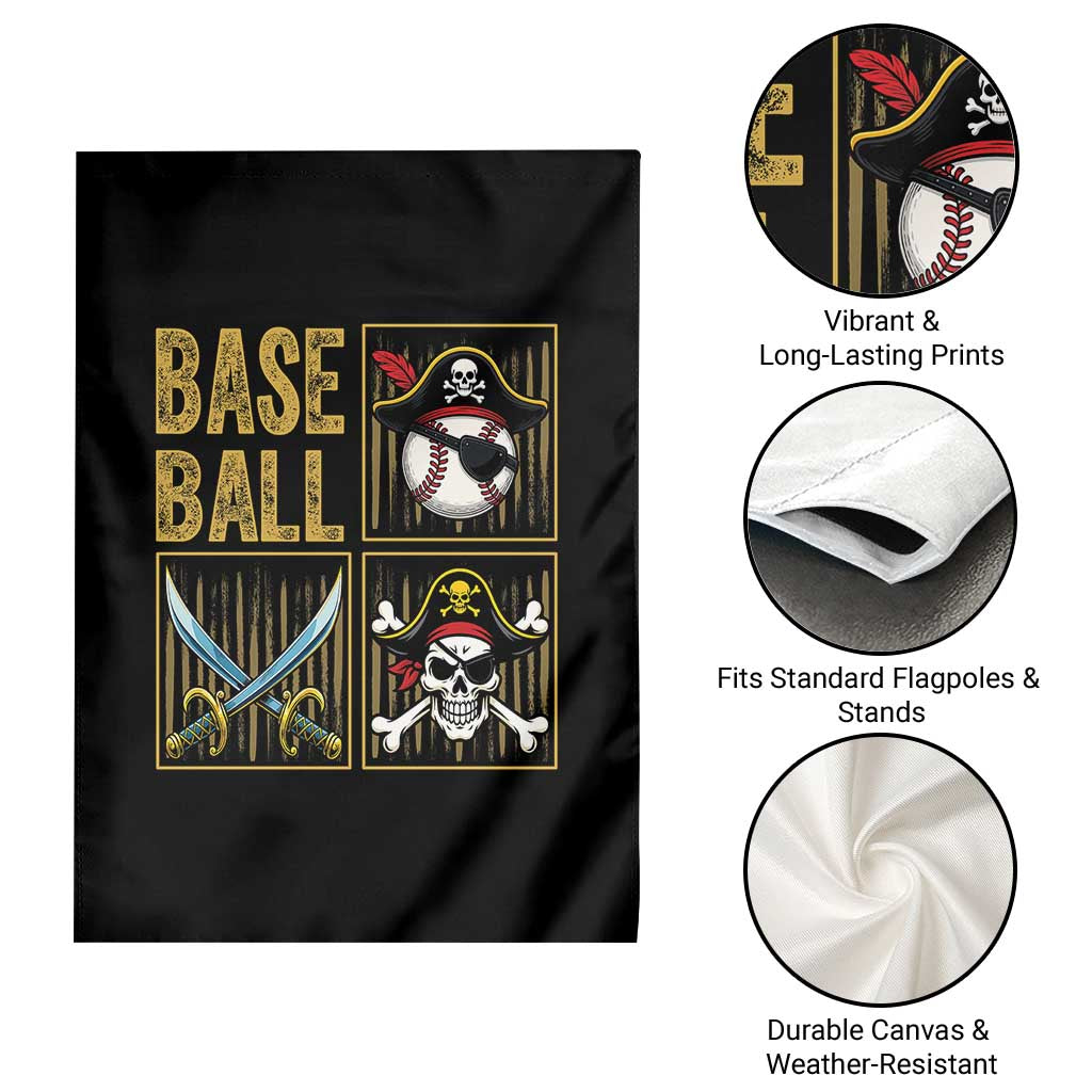 Funny Pirate Skeleton Baseball Garden Flag Sports Lover Gifts - Wonder Print Shop