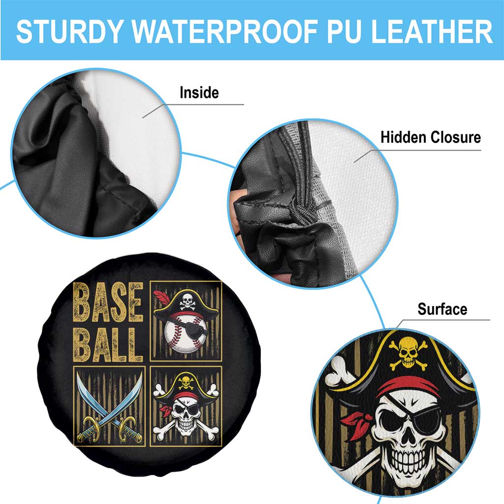 Funny Pirate Skeleton Baseball Spare Tire Cover Sports Lover Gifts - Wonder Print Shop