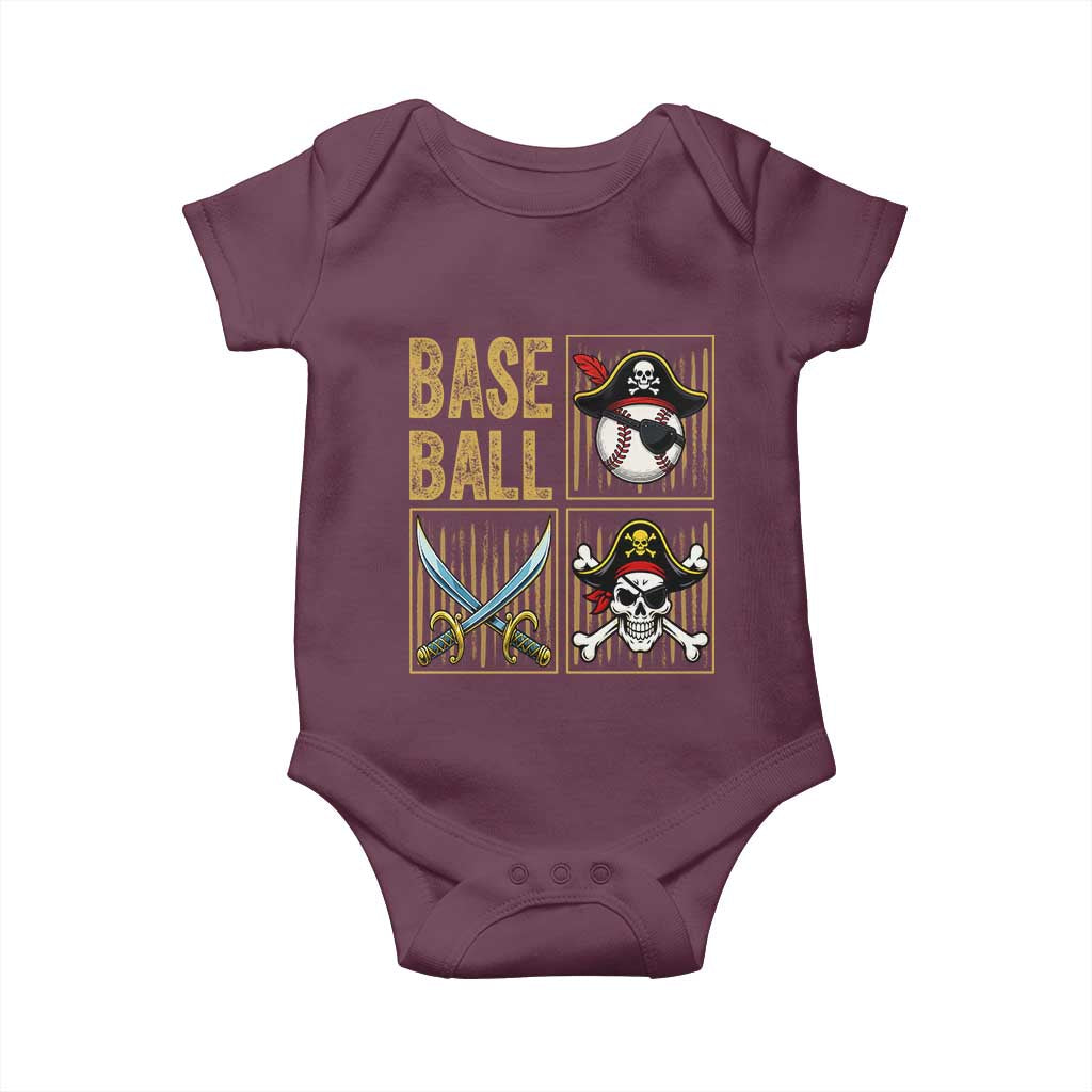 Funny Pirate Skeleton Baseball Baby Onesie Sports Lover Gifts - Wonder Print Shop