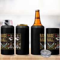 Funny Pirate Skeleton Baseball 4 in 1 Can Cooler Tumbler Sports Lover Gifts