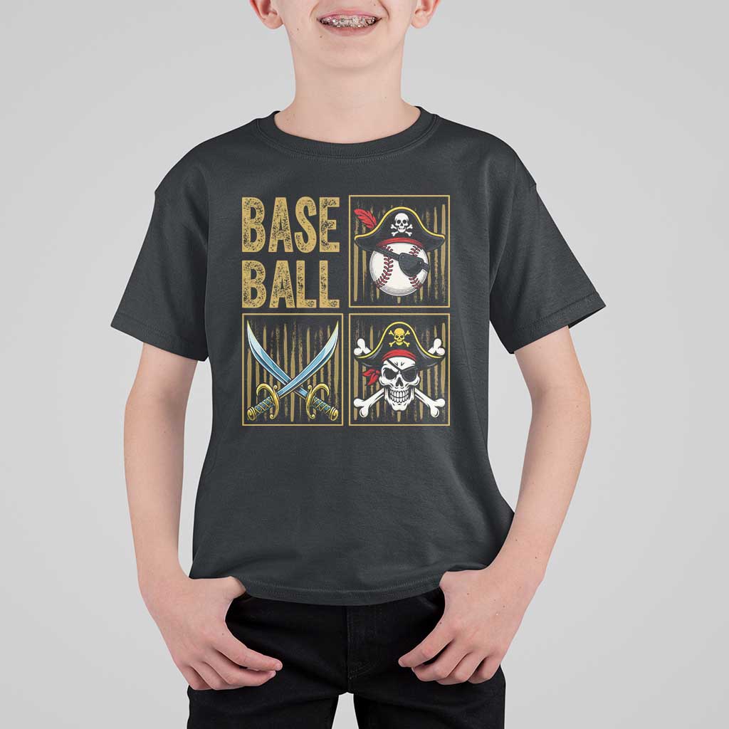 Funny Pirate Skeleton Baseball T Shirt For Kid Sports Lover Gifts - Wonder Print Shop