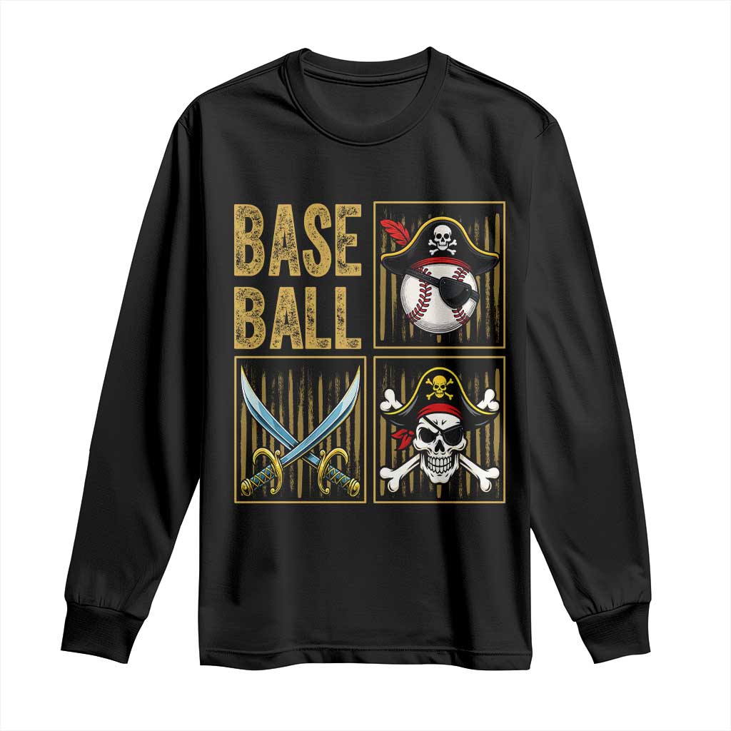 Funny Pirate Skeleton Baseball Long Sleeve Shirt Sports Lover Gifts - Wonder Print Shop
