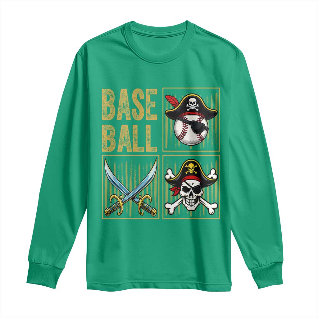 Funny Pirate Skeleton Baseball Long Sleeve Shirt Sports Lover Gifts - Wonder Print Shop