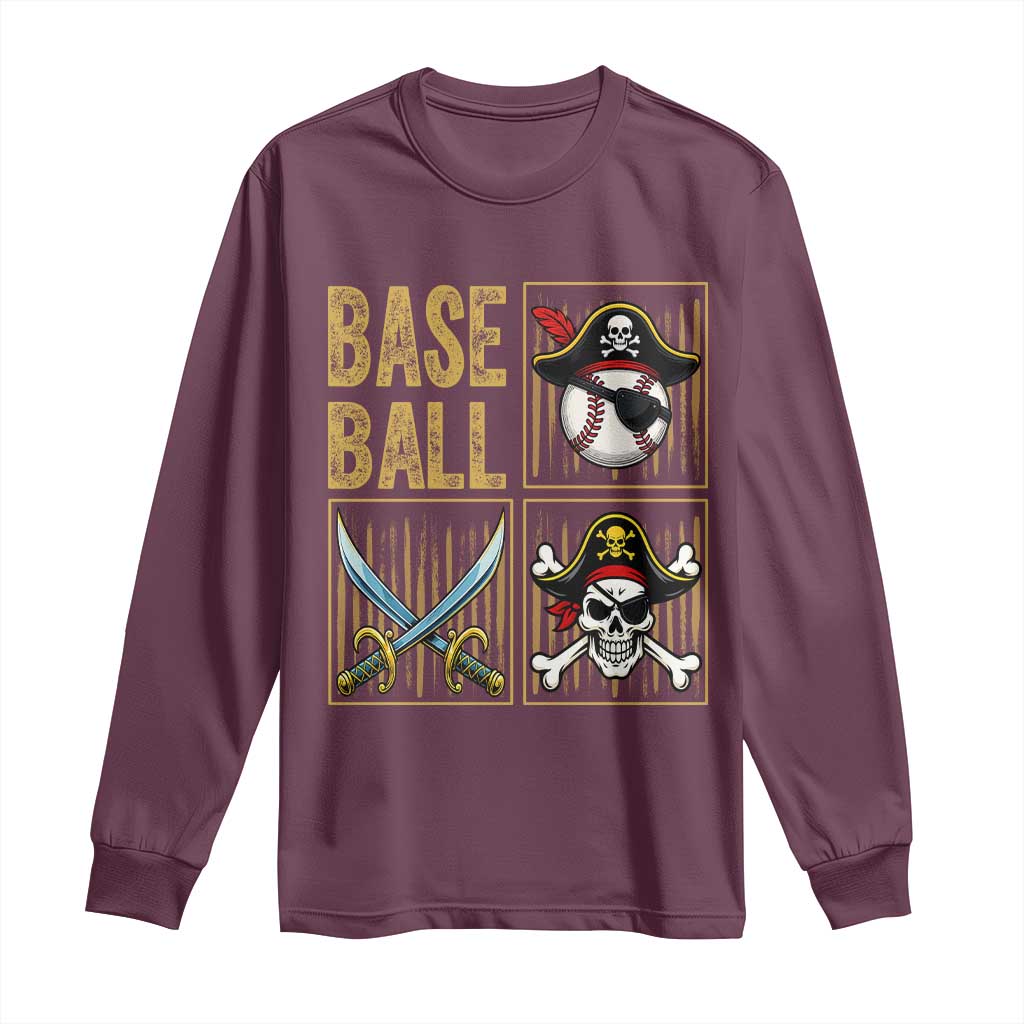Funny Pirate Skeleton Baseball Long Sleeve Shirt Sports Lover Gifts - Wonder Print Shop