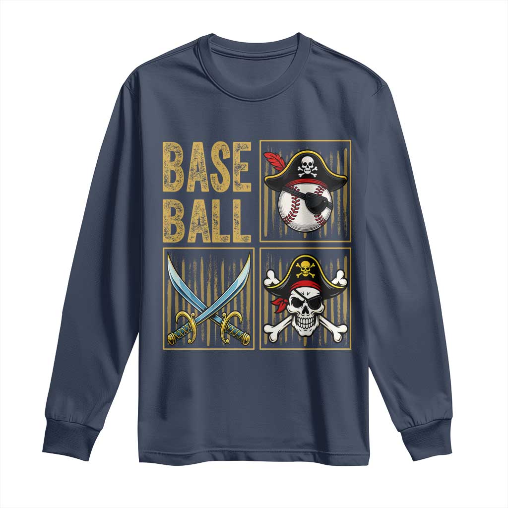 Funny Pirate Skeleton Baseball Long Sleeve Shirt Sports Lover Gifts - Wonder Print Shop