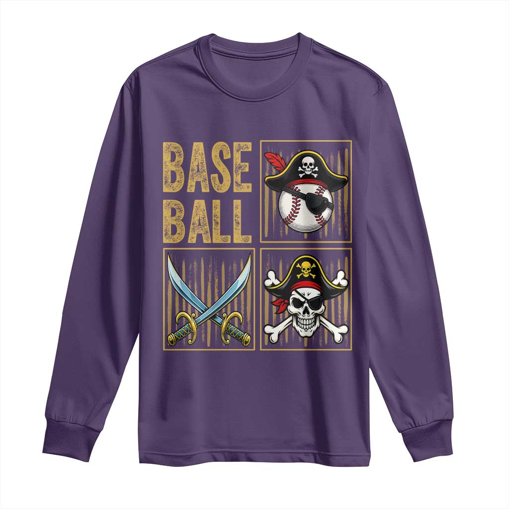 Funny Pirate Skeleton Baseball Long Sleeve Shirt Sports Lover Gifts - Wonder Print Shop