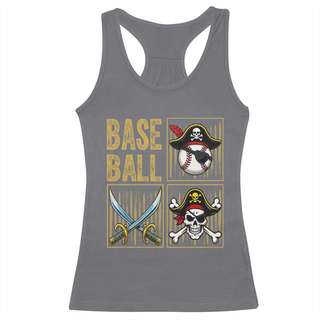 Funny Pirate Skeleton Baseball Racerback Tank Top Sports Lover Gifts - Wonder Print Shop