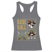 Funny Pirate Skeleton Baseball Racerback Tank Top Sports Lover Gifts - Wonder Print Shop