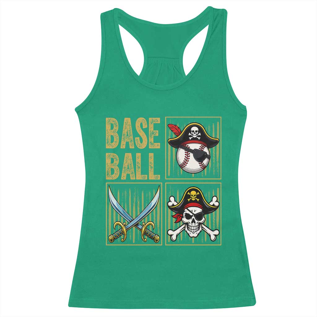 Funny Pirate Skeleton Baseball Racerback Tank Top Sports Lover Gifts - Wonder Print Shop