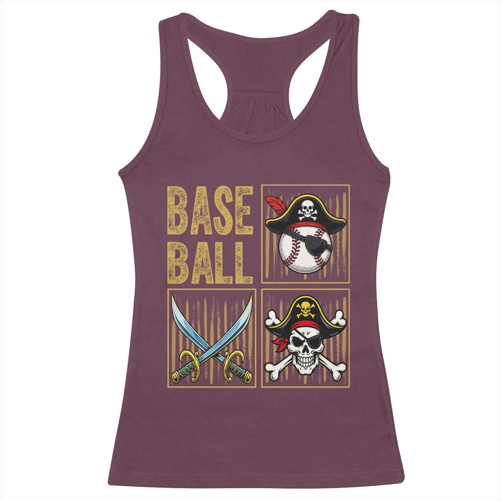 Funny Pirate Skeleton Baseball Racerback Tank Top Sports Lover Gifts - Wonder Print Shop