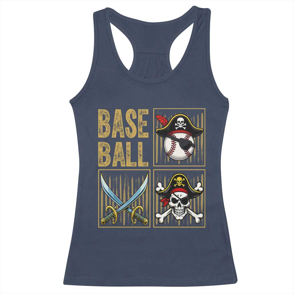 Funny Pirate Skeleton Baseball Racerback Tank Top Sports Lover Gifts - Wonder Print Shop