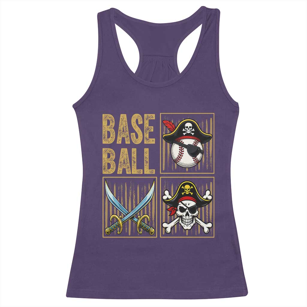 Funny Pirate Skeleton Baseball Racerback Tank Top Sports Lover Gifts - Wonder Print Shop