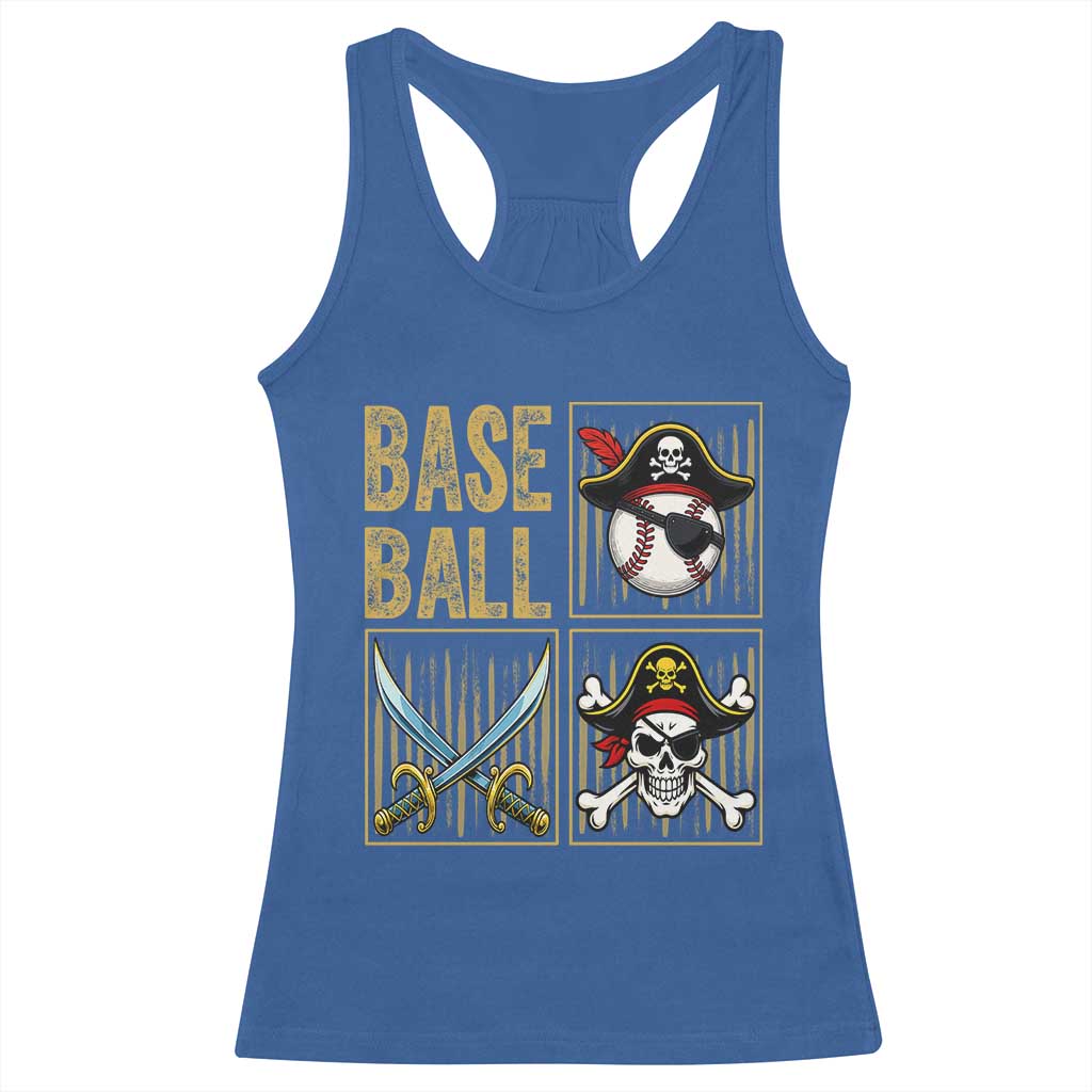 Funny Pirate Skeleton Baseball Racerback Tank Top Sports Lover Gifts - Wonder Print Shop