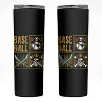 Funny Pirate Skeleton Baseball Skinny Tumbler Sports Lover Gifts