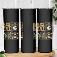 Funny Pirate Skeleton Baseball Skinny Tumbler Sports Lover Gifts