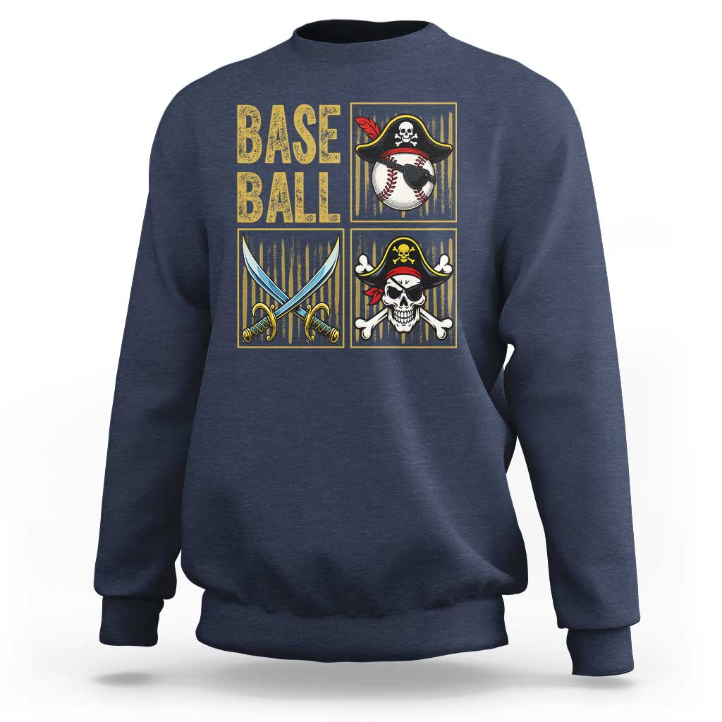 Funny Pirate Skeleton Baseball Sweatshirt Sports Lover Gifts - Wonder Print Shop