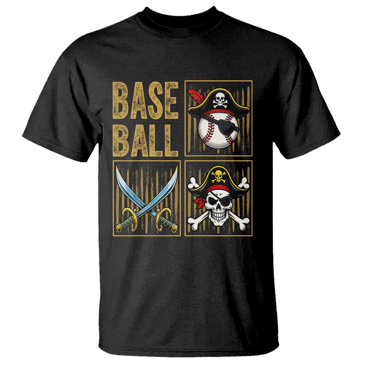 Funny Pirate Skeleton Baseball T Shirt Sports Lover Gifts - Wonder Print Shop